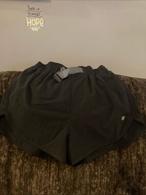 Forever 21 Black Athletic Shorts with Gray Belt Detail